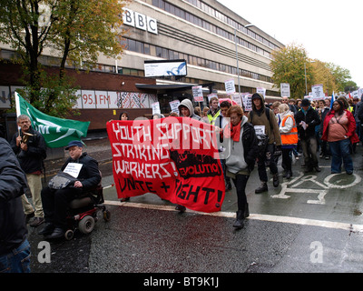 Droit au travail Manchester mars et manifestation dans le centre-ville le 23 octobre 2010 Banque D'Images