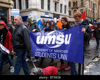 Droit au travail Manchester mars et manifestation dans le centre-ville le 23 octobre 2010 Banque D'Images