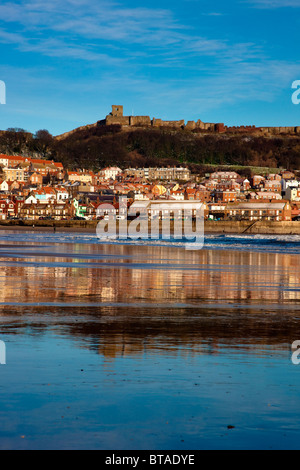 Scarborough South Bay Beach en hiver à marée basse Banque D'Images