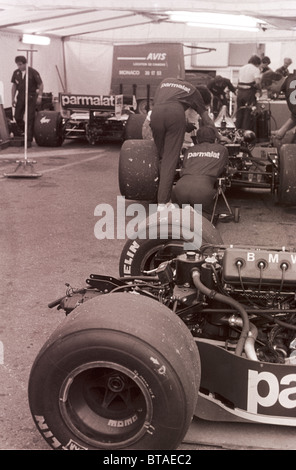 Brabham Parmalat. FI photos du Grand Prix de Monaco 1985. En reregardant les jours où les fans pourraient vraiment être impliqués dans le sport. Banque D'Images