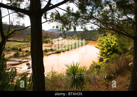 Madagascar, région Analamanga, rivière paysage près d'Antananarivo, Banque D'Images