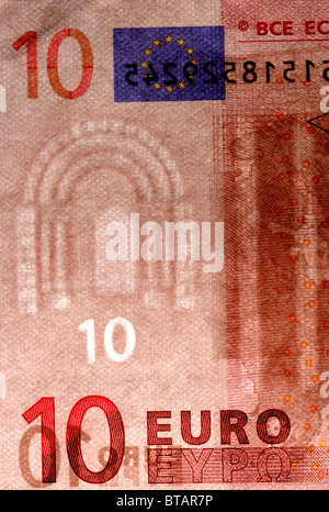 Filigrane sur 10 Euro note Banque D'Images