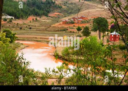 Madagascar, région Analamanga, rivière paysage près d'Antananarivo, Banque D'Images