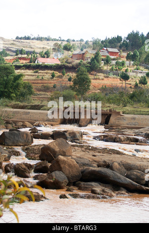 Madagascar, région Analamanga, rivière paysage près d'Antananarivo, Banque D'Images