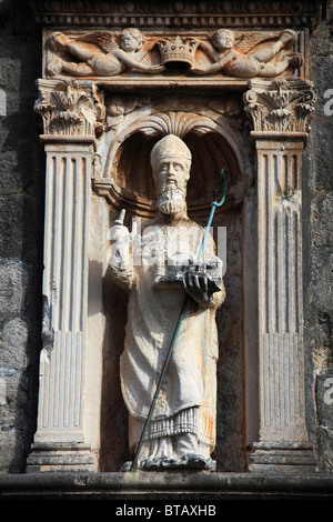 La Croatie, Dubrovnik, la Porte Pile, St Blaise statue, Banque D'Images