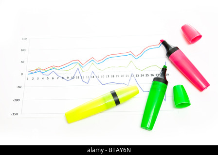 Tableau et marqueurs Banque D'Images