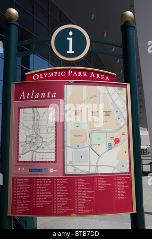 Signe de l'information avec la carte à Atlanta Georgia USA Banque D'Images