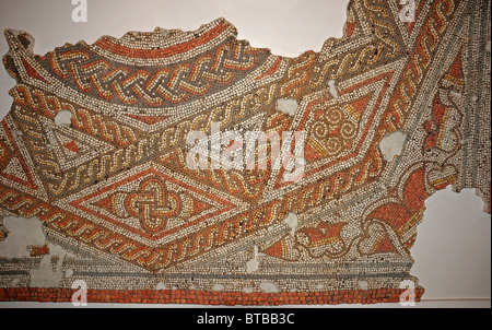 Dans la mosaïque de la Villa Romaine Chilgrove. Ici affichée à Fishbourne Roman Palace. Banque D'Images