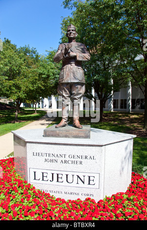 Statue de Lt Général Lejeune, US Naval Academy, Annapolis, Maryland Banque D'Images