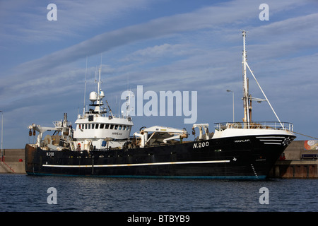 Havila 49 mètres chalutier pélagique amarré au quai du port d'Eisenhower à Bangor comté de Down en Irlande du Nord uk Banque D'Images