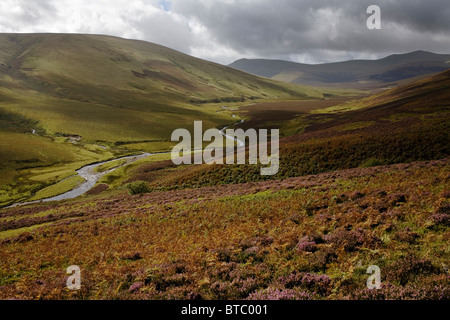 La rivière Caldew sur le bord de Blencathra, avec le massif du Skiddaw dans la distance dans le Parc National de Lake District. Banque D'Images