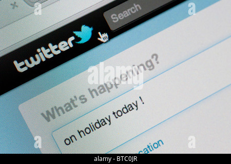 Détail de capture d'écran du site web de Twitter site web de messagerie instantanée Banque D'Images