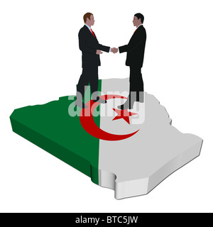 Business people sur l'Algérie carte drapeau illustration Banque D'Images