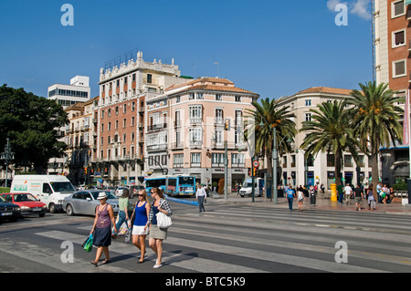 Malaga, Andalousie Espagne Ville Ville rue Alameda Principal du trafic Banque D'Images