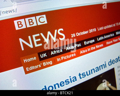 Capture d'écran de la page d'accueil du site web de la BBC News channel Banque D'Images