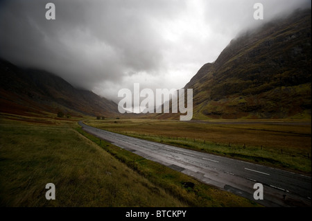 Glen Coe dans les hautes terres d'Argyll en Écosse. Le 13 février 1692 membres du Clan Campbell avec British redcoats murdere Banque D'Images