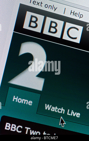 Détail de capture d'écran du site internet de la chaîne de télévision BBC Two homepage Banque D'Images