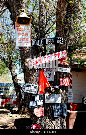 Signes et les décorations autour de Snow Cap Inn Seligman Arizona Route 66 Banque D'Images