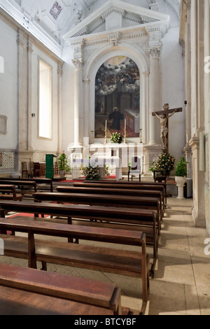 Hôpital de Jesus Cristo L'Église. 17e siècle l'architecture maniériste portugais, appelé Chão. Ville de Santarém, au Portugal. Banque D'Images