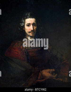 Homme avec une loupe, début 1660, d'après Rembrandt Banque D'Images