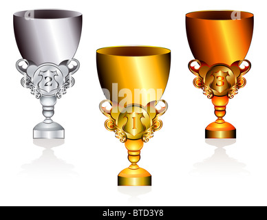 Ensemble de trois tasses trophée Banque D'Images