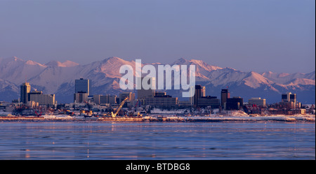 Vue panoramique des montagnes Chugach Anchorage Skyline et dans le sud de l'Alaska Banque D'Images