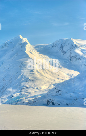 Vue panoramique sur la vallée de Portage en hiver, Southcentral Alaska, Banque D'Images