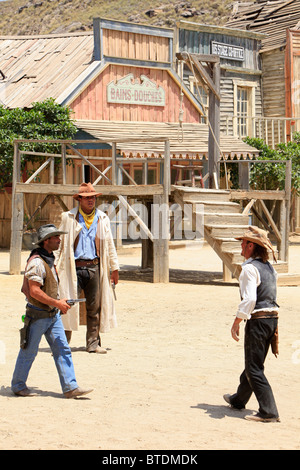 Au cours d'une fusillade re-enactment à Fort Bravo (ex western spaghetti film set) dans Tabernas, Espagne Banque D'Images