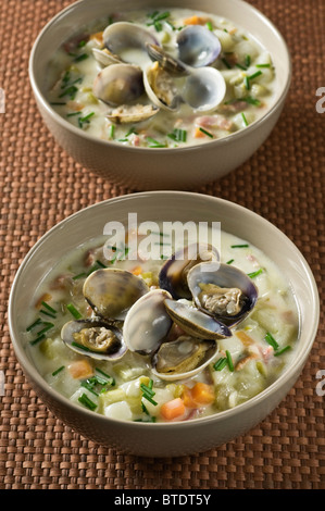 Clam Chowder soupe de fruits de mer Banque D'Images