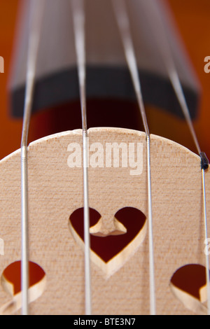 Close up de Cordes de violoncelle Banque D'Images
