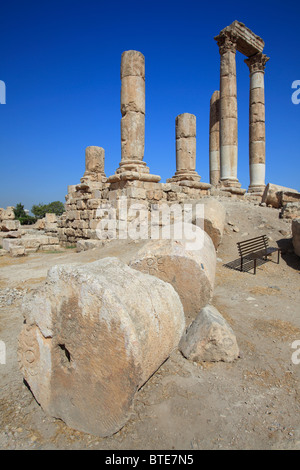 Restes du Temple d'Hercule sur la montagne de la Citadelle, Amman, Jordanie Banque D'Images