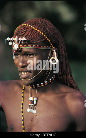 Un guerrier Masaï du Kenya Banque D'Images