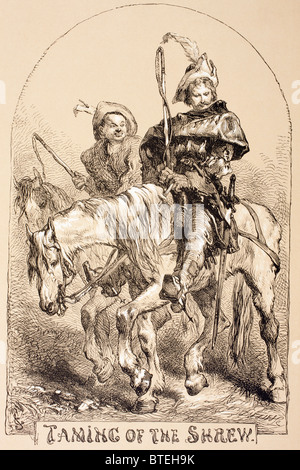 Illustration par Sir John Gilbert pour la mégère apprivoisée, par William Shakespeare. Banque D'Images