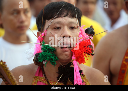 Participant au festival végétarien de Phuket, Thaïlande Banque D'Images