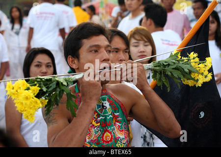 Participant au festival végétarien de Phuket, Thaïlande Banque D'Images