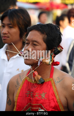 Participant au festival végétarien de Phuket, Thaïlande Banque D'Images