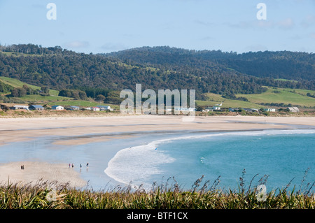 Waipapa Point, Curio Bay,Forêt Pétrifiée Fossell sur fond de mer, Waikawa, Porpoise Bay,l'île du Sud,Catlins, Nouvelle-Zélande Banque D'Images