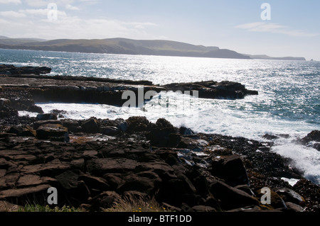 Waipapa Point, Curio Bay,Forêt Pétrifiée Fossell sur fond de mer, Waikawa, Porpoise Bay,l'île du Sud,Catlins, Nouvelle-Zélande Banque D'Images