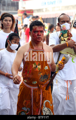 Participant au festival végétarien de Phuket, Thaïlande Banque D'Images