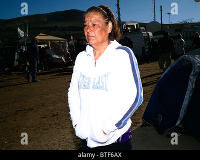 Reportage-33 Chili, mineurs secourus en vie le désert d'Atacama, San Jose Mine. Nous sommes vivants dans le refuge le 33.Célébration. Banque D'Images