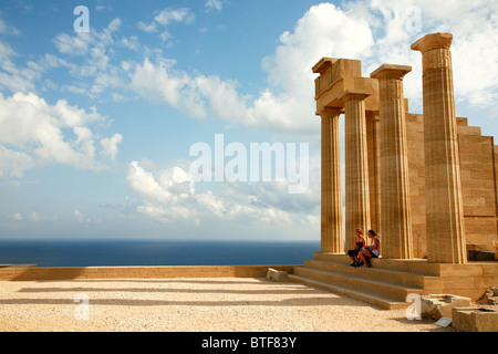 L'Acropole, Lindos, Rhodes, Grèce. Banque D'Images