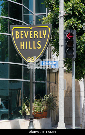 Le panneau marquant la limite de la ville de Beverly Hills à Los Angeles metropolitan area Banque D'Images