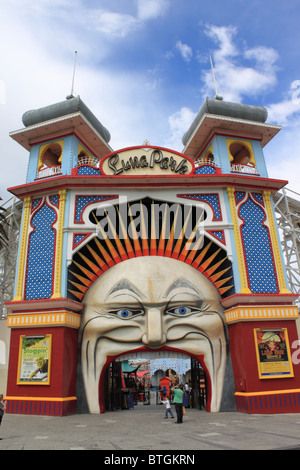 Luna Park parc d'entrée privée, Esplanade, St Kilda, South Melbourne, Victoria, Australie, Océanie Banque D'Images