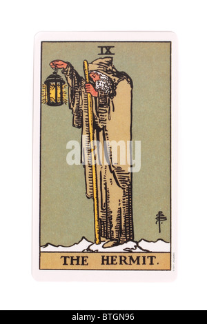 La carte Hermit d'un paquet de tarot traditionnel Banque D'Images