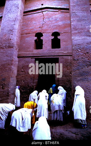 Scène tôt le matin à Lalibela. Banque D'Images
