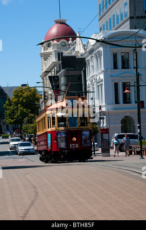 Place de la Cathédrale,Christchurch, La Vieille Ville,Architecture,Arts Centre, exposition d'œuvres d'art, des tramways,B&B's, Canterbury, île du sud, Nouvelle-Zélande Banque D'Images