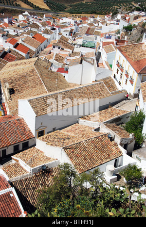 Vue sur les toits de la ville, Olvera, Cadix Province, Andalousie, Espagne, Europe de l'Ouest. Banque D'Images