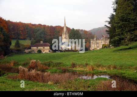 Teffont Evias - Église et manoir, Wiltshire, Angleterre Banque D'Images