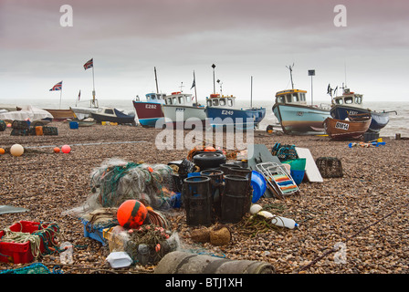 Des bateaux de pêche à l'Beer, Devon Banque D'Images