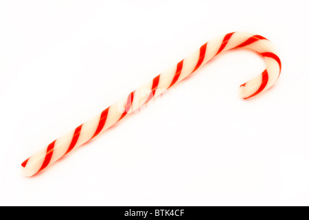 Rayé rouge Candy Cane isolated over white Banque D'Images